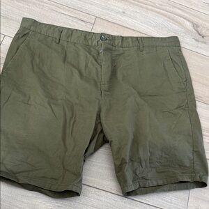 Denim&Co Olive Green Flat-Front Chino Shorts